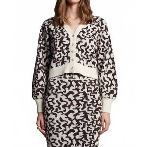 NEW ELEVEN SIX rumi button down cardigan in ivory/espresso combo